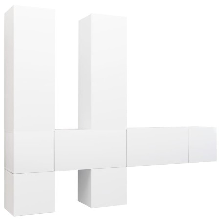 vidaXL Set de muebles de salón TV 7 piezas madera de ingeniería blanco