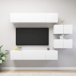 vidaXL Set de muebles de salón TV 6 piezas madera de ingeniería blanco