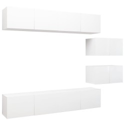 vidaXL Set de muebles de salón TV 6 piezas madera de ingeniería blanco