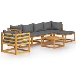 vidaXL Muebles de jardín 7 pzas cojines madera maciza de acacia 
