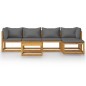 vidaXL Muebles de jardín 7 pzas cojines madera maciza de acacia 