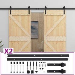vidaXL Puerta corredera con herrajes madera maciza de pino 90x210 cm