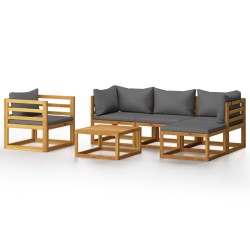 vidaXL Muebles de jardín 6 pzas cojines madera maciza de acacia 
