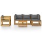 vidaXL Muebles de jardín 6 pzas cojines madera maciza de acacia vidaXL Muebles de jardín 6 pzas cojines madera maciza de acacia