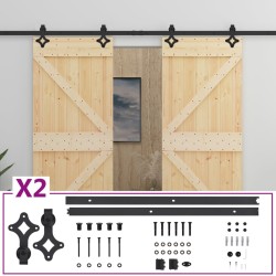 vidaXL Puerta corredera con herrajes madera maciza de pino 80x210 cm