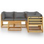 vidaXL Muebles de jardín 6 pzas cojines crema madera maciza de acacia vidaXL Muebles de jardín 6 pzas cojines crema madera maciza de acacia