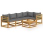 vidaXL Muebles de jardín 6 pzas cojines madera maciza de acacia 