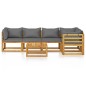 vidaXL Muebles de jardín 6 pzas cojines madera maciza de acacia 