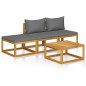 vidaXL Muebles de jardín 4 pzas cojines crema madera maciza de acacia vidaXL Muebles de jardín 4 pzas cojines crema madera maciza de acacia