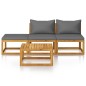 vidaXL Muebles de jardín 4 pzas cojines crema madera maciza de acacia vidaXL Muebles de jardín 4 pzas cojines crema madera maciza de acacia