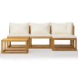 vidaXL Muebles de jardín 5 pzas cojines crema madera maciza de acacia vidaXL Muebles de jardín 5 pzas cojines crema madera maciza de acacia