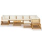 vidaXL Muebles de jardín 12 pzas cojines crema madera maciza acacia 