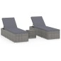 vidaXL Tumbonas de jardín y mesita 3 piezas ratán sintético gris vidaXL Tumbonas de jardín y mesita 3 piezas ratán sintético gris