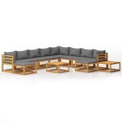 vidaXL Muebles de jardín 12 pzas cojines madera maciza de acacia 