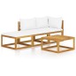 vidaXL Muebles de jardín 4 pzas cojines crema madera maciza de acacia vidaXL Muebles de jardín 4 pzas cojines crema madera maciza de acacia