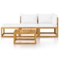 vidaXL Muebles de jardín 4 pzas cojines crema madera maciza de acacia vidaXL Muebles de jardín 4 pzas cojines crema madera maciza de acacia