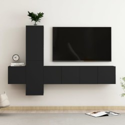 vidaXL Set de muebles de salón TV 5 piezas madera de ingeniería negro