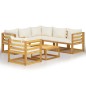 vidaXL Muebles de jardín 7 pzas cojines crema madera maciza de acacia vidaXL Muebles de jardín 7 pzas cojines crema madera maciza de acacia
