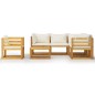 vidaXL Muebles de jardín 7 pzas cojines crema madera maciza de acacia vidaXL Muebles de jardín 7 pzas cojines crema madera maciza de acacia