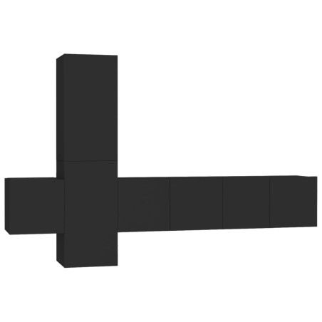 vidaXL Set de muebles de salón TV 5 piezas madera de ingeniería negro