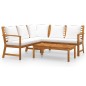 vidaXL Muebles de jardín 4 pzas cojines crema madera maciza de acacia vidaXL Muebles de jardín 4 pzas cojines crema madera maciza de acacia