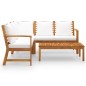 vidaXL Muebles de jardín 4 pzas cojines crema madera maciza de acacia vidaXL Muebles de jardín 4 pzas cojines crema madera maciza de acacia