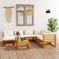 vidaXL Muebles de jardín 8 pzas cojines crema madera maciza de acacia vidaXL Muebles de jardín 8 pzas cojines crema madera maciza de acacia
