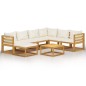 vidaXL Muebles de jardín 8 pzas cojines crema madera maciza de acacia vidaXL Muebles de jardín 8 pzas cojines crema madera maciza de acacia