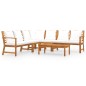 vidaXL Muebles de jardín 6 pzas cojines crema madera maciza de acacia vidaXL Muebles de jardín 6 pzas cojines crema madera maciza de acacia