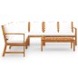 vidaXL Muebles de jardín 6 pzas cojines crema madera maciza de acacia vidaXL Muebles de jardín 6 pzas cojines crema madera maciza de acacia