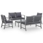 vidaXL Muebles de jardín 5 pzas cojines gris madera maciza de acacia vidaXL Muebles de jardín 5 pzas cojines gris madera maciza de acacia