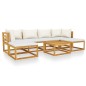 vidaXL Muebles de jardín 7 pzas cojines crema madera maciza de acacia vidaXL Muebles de jardín 7 pzas cojines crema madera maciza de acacia