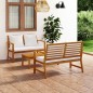 vidaXL Muebles de jardín 3 pzas cojines madera maciza de acacia vidaXL Muebles de jardín 3 pzas cojines madera maciza de acacia