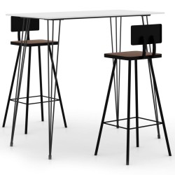 vidaXL Juego de mesa alta y taburetes de bar 3 piezas blanco