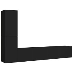 vidaXL Set de muebles de salón TV 4 pzas madera de ingeniería negro