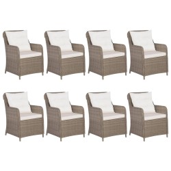 vidaXL Conjunto de comedor de jardín 9 piezas ratán sintético marrón