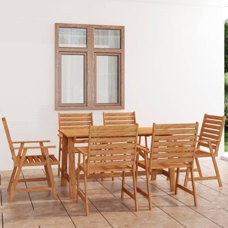 vidaXL Juego de comedor para jardín 7 piezas madera maciza de acacia