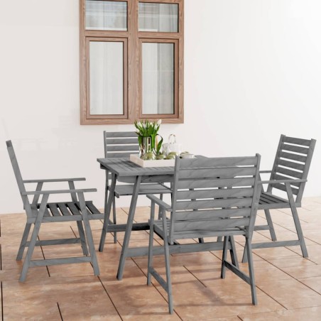 vidaXL Juego de comedor de jardín 5 pzas madera maciza de acacia gris