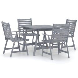vidaXL Juego de comedor de jardín 5 pzas madera maciza de acacia gris