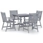 vidaXL Juego de comedor de jardín 5 pzas madera maciza de acacia gris vidaXL Juego de comedor de jardín 5 pzas madera maciza de acacia gris