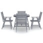 vidaXL Juego de comedor de jardín 5 pzas madera maciza de acacia gris vidaXL Juego de comedor de jardín 5 pzas madera maciza de acacia gris