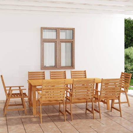 vidaXL Juego de comedor para jardín 9 piezas madera maciza de acacia