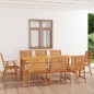 vidaXL Juego de comedor para jardín 9 piezas madera maciza de acacia