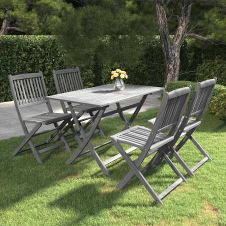 vidaXL Juego de comedor de jardín 5 pzas madera maciza de acacia gris