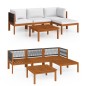 vidaXL Muebles de jardín 5 pzas cojines crema madera maciza de acacia 