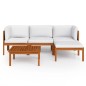 vidaXL Muebles de jardín 5 pzas cojines crema madera maciza de acacia 
