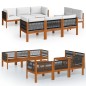 vidaXL Muebles de jardín 9 pzas cojines crema madera maciza de acacia vidaXL Muebles de jardín 9 pzas cojines crema madera maciza de acacia