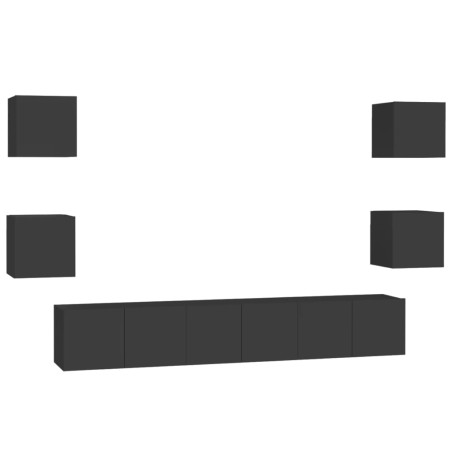 vidaXL Set de muebles de salón TV 7 pzas madera de ingeniería negro