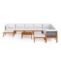 vidaXL Muebles de jardín 11 pzas cojines crema madera maciza acacia 