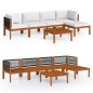 vidaXL Muebles de jardín 6 pzas cojines crema madera maciza de acacia vidaXL Muebles de jardín 6 pzas cojines crema madera maciza de acacia